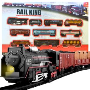 Trem Brinquedo Locomotiva 9 Vagões Luz Som Castela