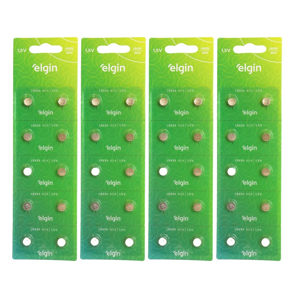 Kit 40 Pilhas Alcalinas LR626 Elgin 1.5V 1 Kit 40 Pilhas Alcalinas LR626 Elgin 1.5V