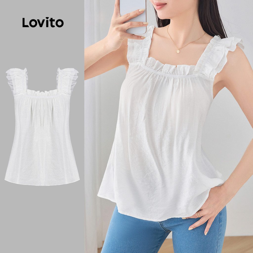 Blusa Casual Babados Feminina Poli?ster 1 Blusa Casual Babados Feminina Poliéster