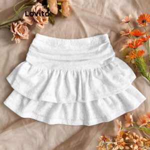 Saia Plissada Lisa Camadas Feminina