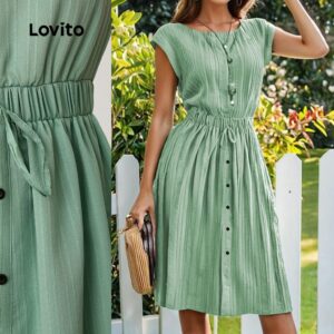 Vestido Casual Liso com Cordão - Verão/Primavera