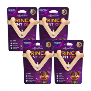 Kit 4 Brinquedo Osso Bamboo Brinca Dent One Sabor Bacon - V - Pequeno
