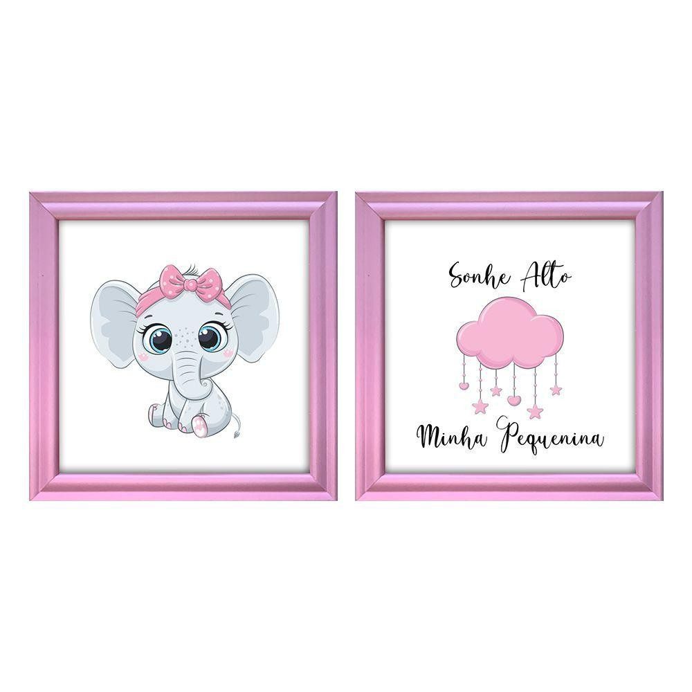 Kit 2 Quadros Decorativos Infantil Elefanta 1 Kit 2 Quadros Decorativos Infantil Elefanta