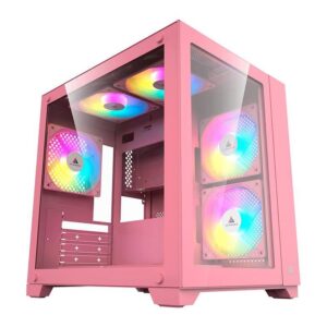 Gabinete Gamer Mid-Tower Rosa Vidro Acegeek