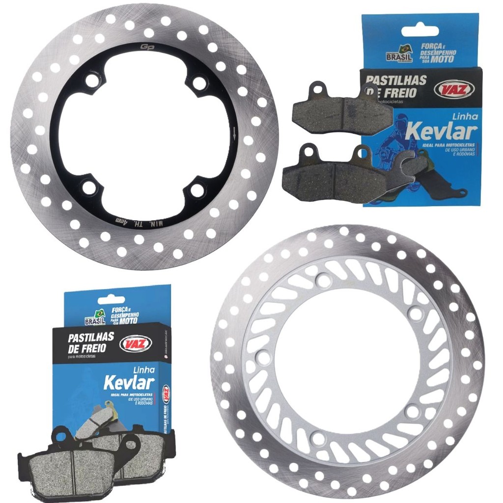 Kit Discos e Pastilhas Freio CB 300R Sem ABS 2010-2015 1 Kit Discos de Freio Cb 300r Sem Abs 2010 A 2015 + Pastilhas Vaz