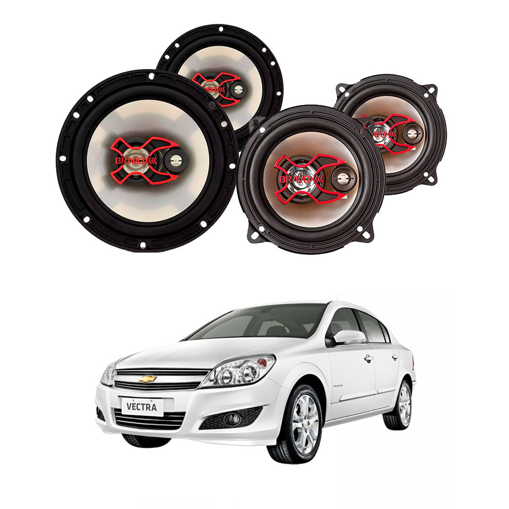 Alto Falantes 5" e 6" 100W RMS Triaxial 1 2x Alto Falantes 6" Polegadas + 2x 5" Polegadas 100W RMS Triaxial B3x60x/B3x50x Chevrolet Vectra