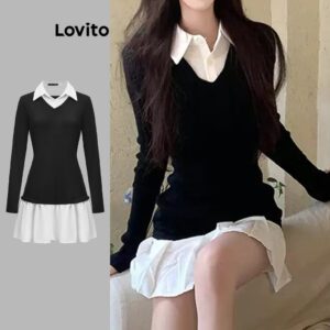 Vestido Casual Plissado em Poliéster