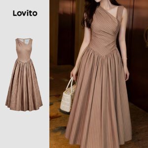 Vestido Elegante Assimétrico Marrom Primavera/Verão