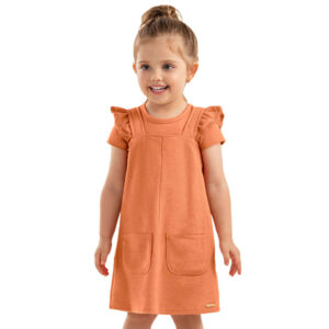Conjunto Infantil Menina Laranja Blusa Salopete
