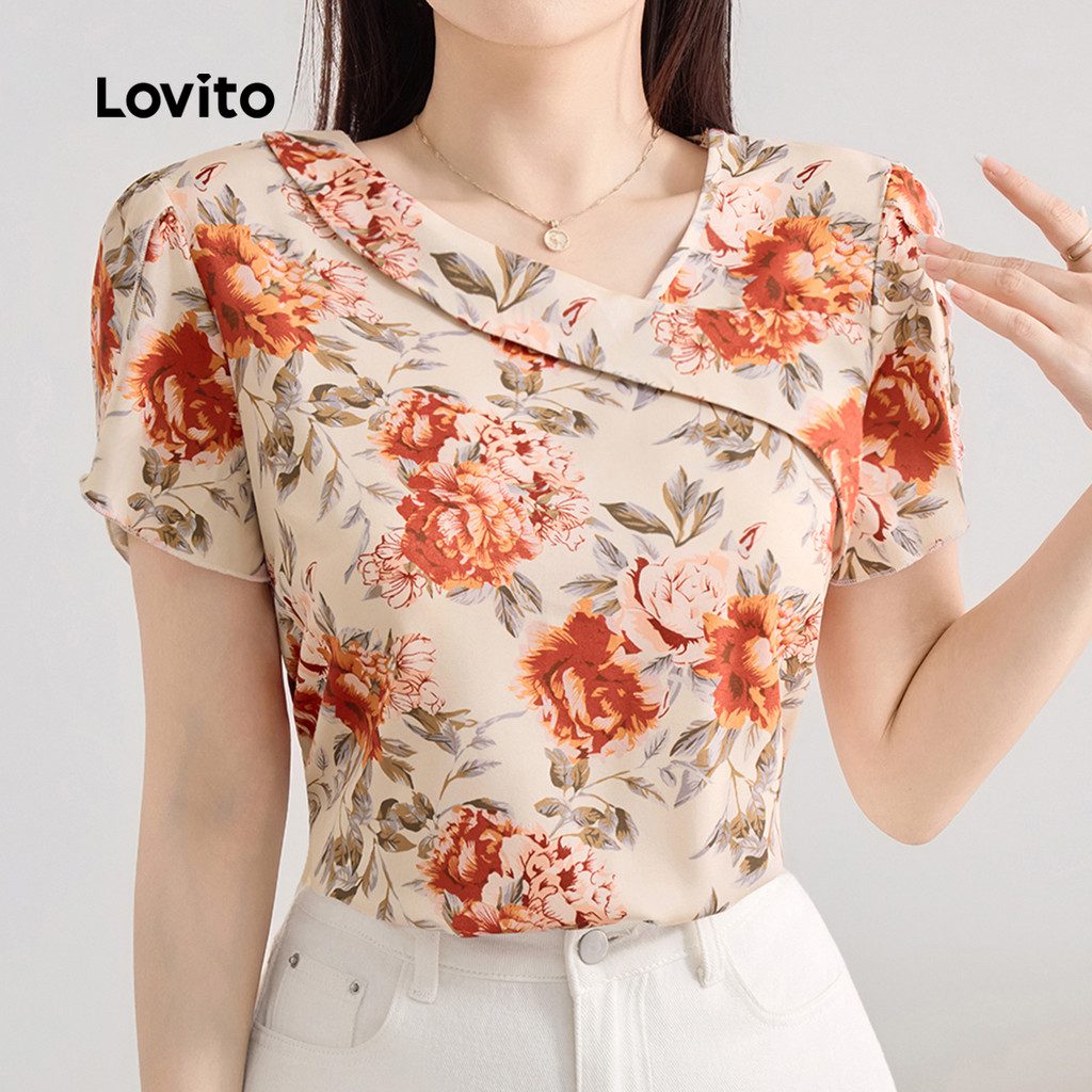 Blusa Floral Assim?trica Feminina 1 Blusa Floral Assimétrica Feminina