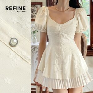 Vestido Plissado Off-White Casual Feminino