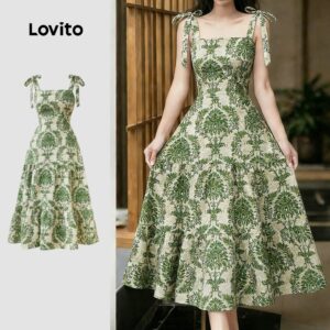 Vestido Casual Floral Verde Feminino