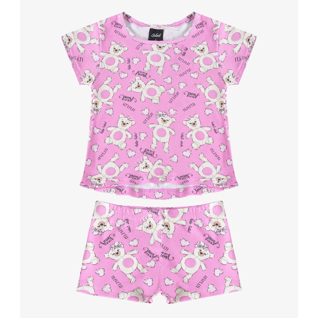 Conjunto Infantil Blusa com Shorts Select Rosa 1 Conjunto Infantil Blusa com Shorts Select Rosa