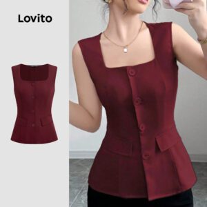 Blusa Casual de Botões Vinho