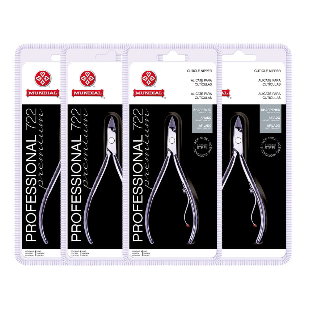 Kit Alicate Cut?cula Mundial Inox 722 1 Kit Alicate de Cutícula Mundial Inox 722 Cabo Curto 4 Unidades