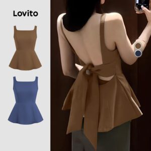 Blusa Elegante Laço Sem Costas Marrom