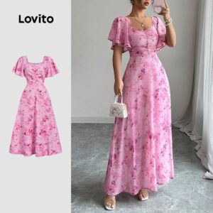 Vestido Boho Plissado Rosa Floral