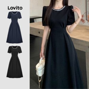 Vestido Elegante Preto com Pérolas