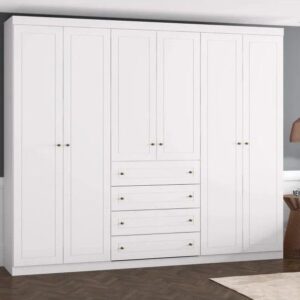 Guarda Roupa Casal Nova York 6 Portas 4 Gavetas Espresso Móveis Branco