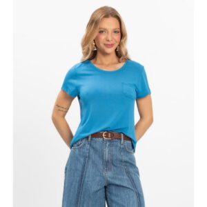 Blusa Feminina Viscotorcion Azul Bolso