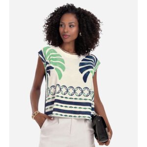 Regata Ampla Estampa Azul Viscotorcion