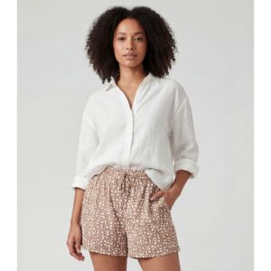 Short Feminino Cós Laço Marrom Viscose