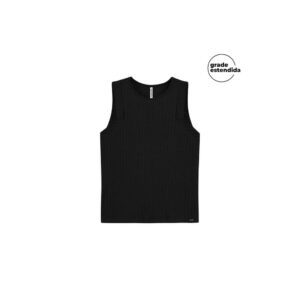 Regata Canelada Viscose Preto Feminina
