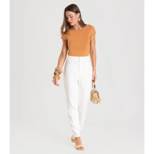 Calça Feminina Malha Ponto Roma Bege