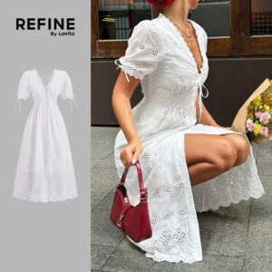 Vestido Boho Branco Bordado Algodão