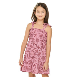 Vestido Infantil Menina Alças Laços Rosa