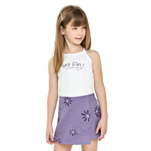 Conjunto Infantil Menina Flor Flamê Elian Branco