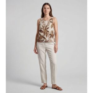 Regata Feminina Viscose Bege Decote Redondo