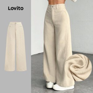 Calça Casual Zíper Bolso Feminino Cáqui