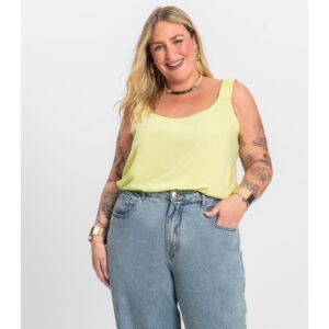 Regata Plus Size Infinita Amarelo Viscose