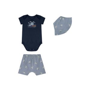 Kit Bebê Menino Estampado Chapéu Azul