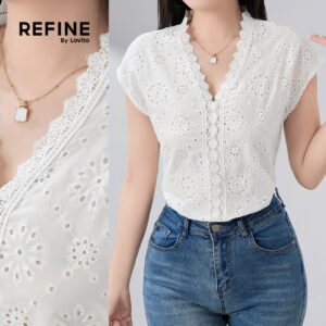 Blusa Boho Algodão Gola Babados Branca