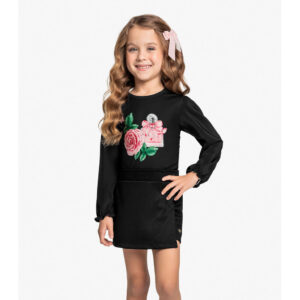 Conjunto Infantil Blusa Com Shorts Saia Trick Nick Preto