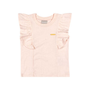 Blusa Infantil Menina Babado Rosa Algodão Linho