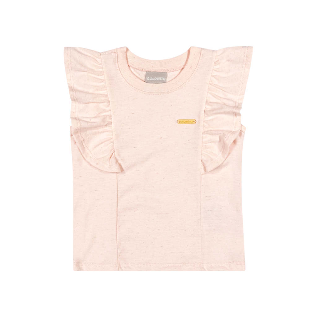 Blusa Infantil Menina Babado Rosa Algod?o Linho 1 Blusa Infantil Menina Babado Rosa Algodão Linho