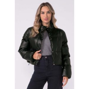 Jaqueta Puffer Feminina Ajustável Preto