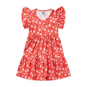 Vestido Infantil Florista Vermelho - 1 a 12 Anos