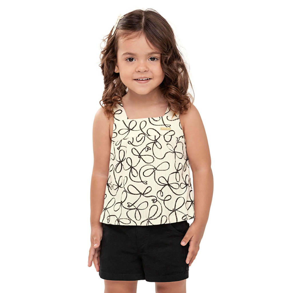 Conjunto Infantil Menina La?os Coloritt? Bege 1 Conjunto Infantil Menina Estampa Laços Colorittá Bege