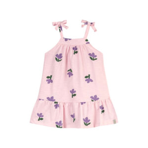Vestido Infantil Floral Rosa Flamê