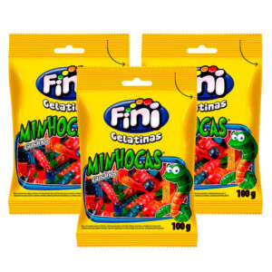 Kit 3 Balas de Gelatina Fini Minhocas Sortidas 100g