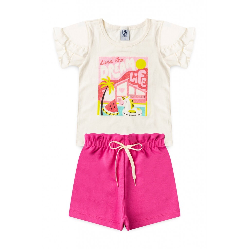 Conjunto Infantil Feminino Glitter Rosa 1 Conjunto Infantil Feminino Vivendo Um Sonho