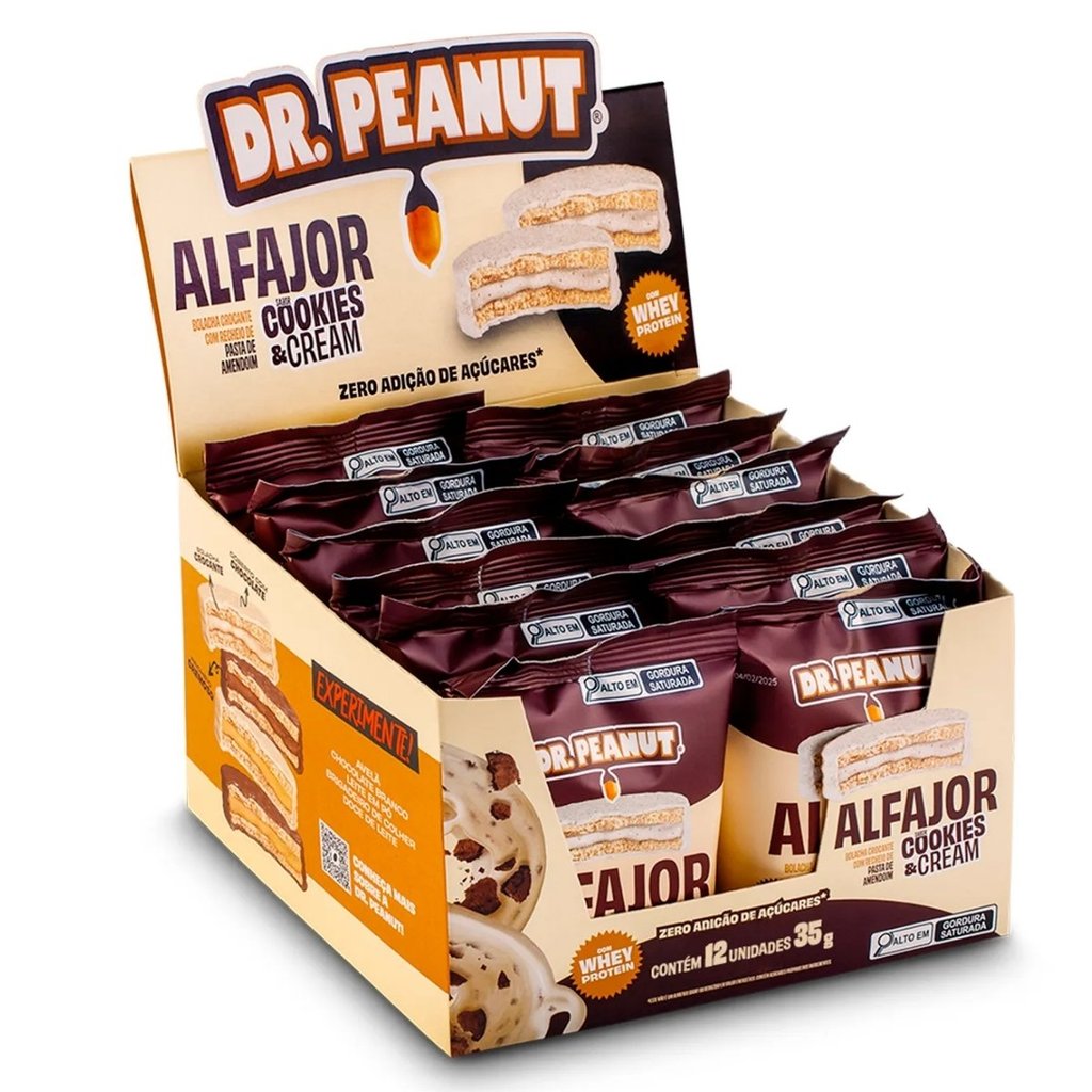 Alfajor Cookies & 1 Alfajor Caixa Com12 Unidades De 35g Sabor Cookies E Cream Dr Peanut