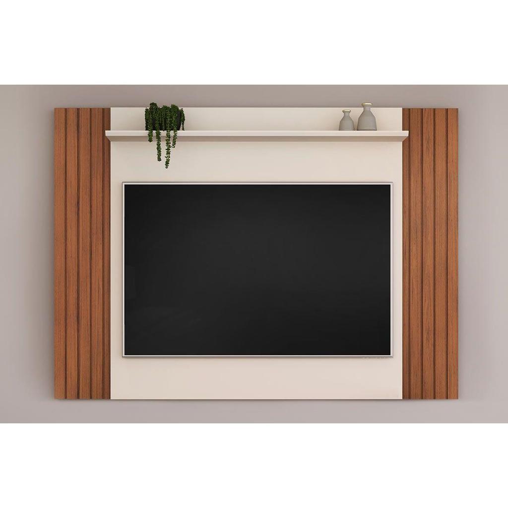 Painel TV Ripado Extens?vel Freij?/Off White 1 Painel TV Ripado Extensível Freijó/Off White