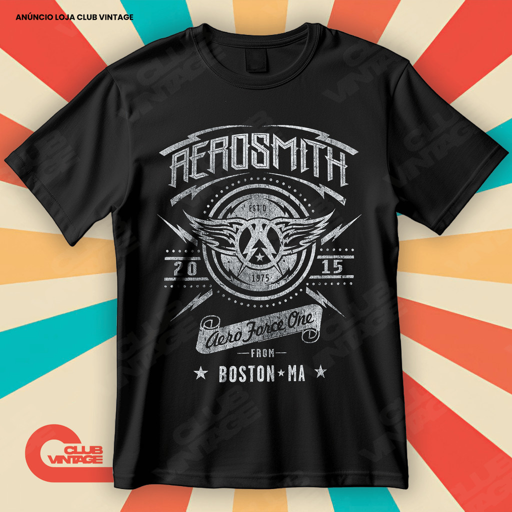 Camiseta Aerosmith Aero Force One Algod?o Rock & 1 Camiseta Aerosmith Aero Force One Algodão Rock & Roll
