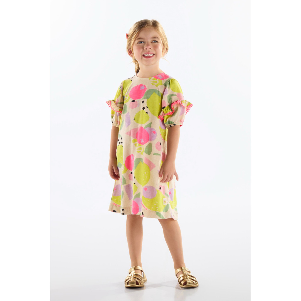 Vestido Infantil Frutas Algod?o Up Baby 1 Vestido Infantil Frutas Algodão Up Baby