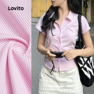 Blusa Elegante Listrada Rosa Feminina